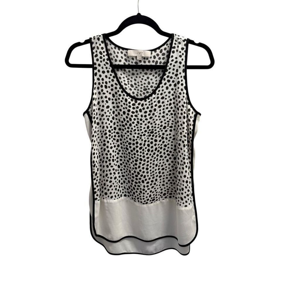LOFT animal print black white tank blouse size small